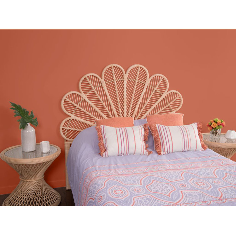 Natural Full Size Wicker Rattan Tropical Headboard