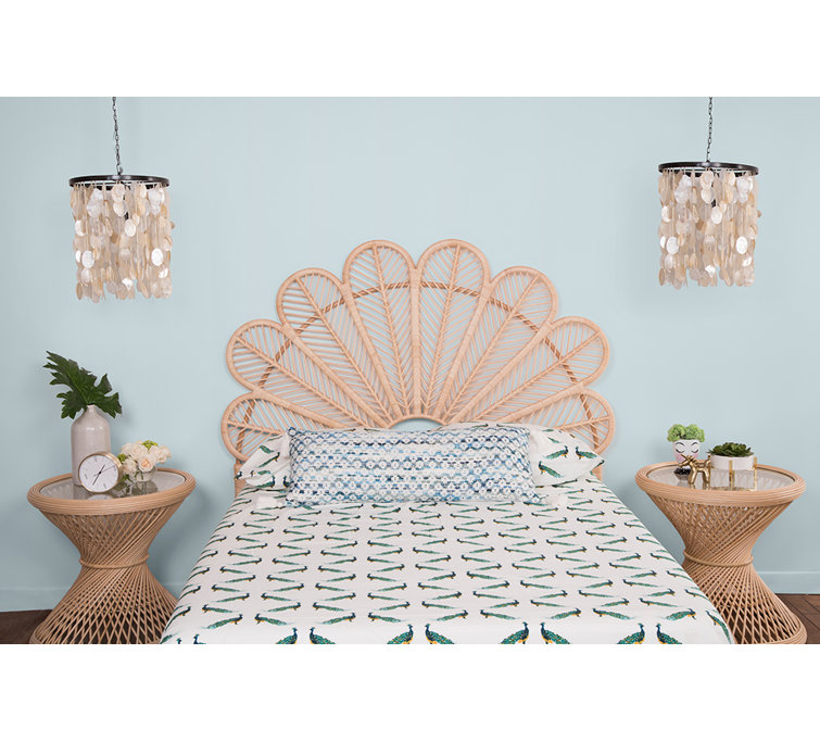 Natural Full Size Wicker Rattan Tropical Headboard