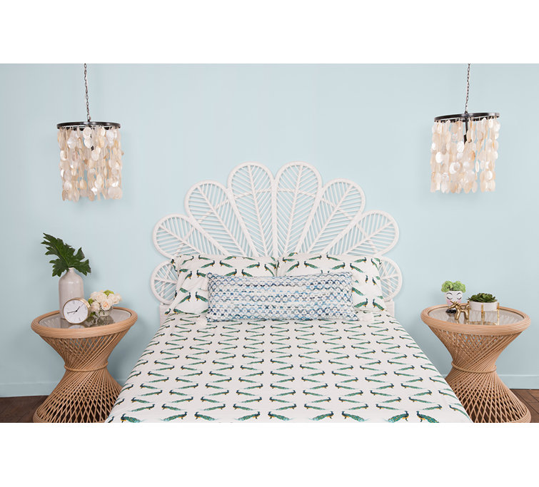 Natural Full Size Wicker Rattan Tropical Headboard