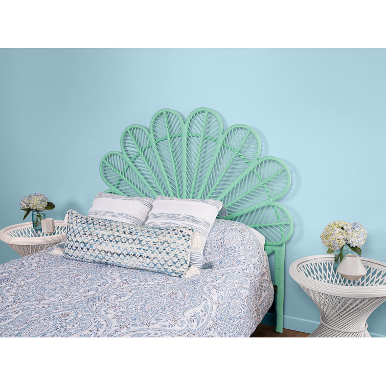 Natural Full Size Wicker Rattan Tropical Headboard