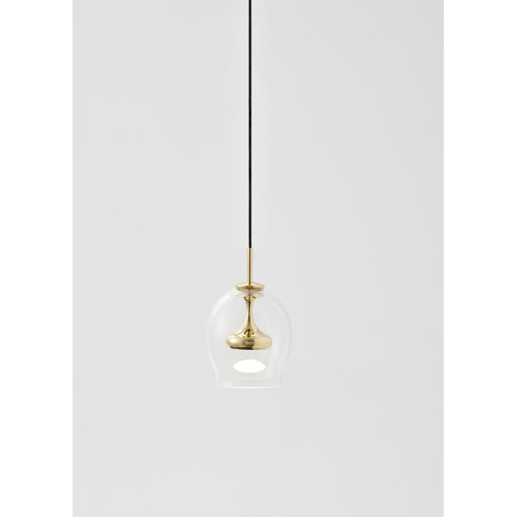 Egg Glow Teardrop Brass & Glass LED Pendant Light 6.4"