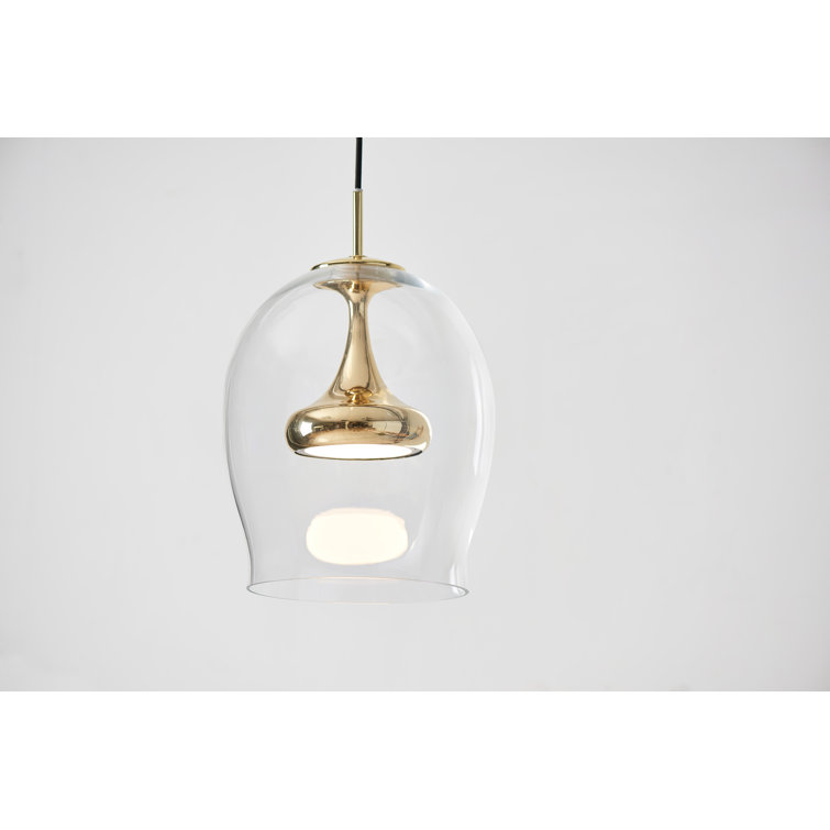 Egg Glow Teardrop Brass & Glass LED Pendant Light 6.4"