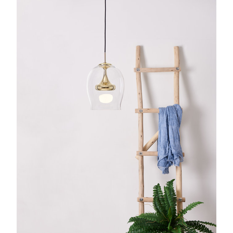 Egg Glow Teardrop Brass & Glass LED Pendant Light 6.4"