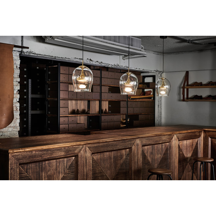 Elegant Moai Brass LED Pendant Light with Glass Shade