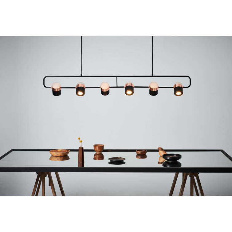 Ling 6-Light Black/Copper LED Linear Pendant