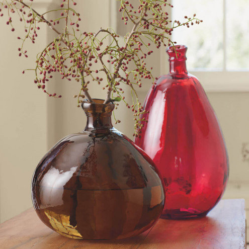 Tall Red Handblown Recycled Glass Balloon Vase