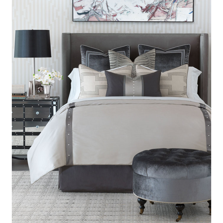 Hendrix Queen Gray and Beige Duvet Cover Set