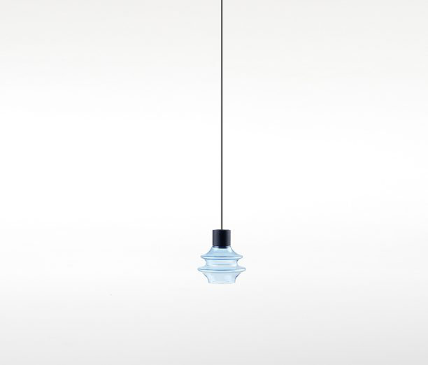 Ebony Black Mini LED Pendant Light with Blue Glass Shade