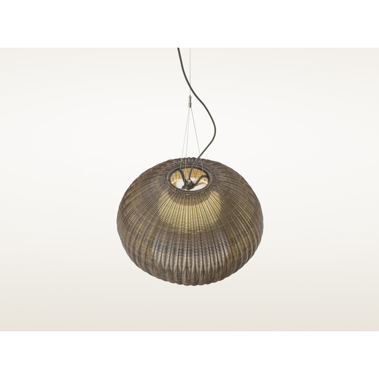 Garota Hand-Woven Globe Pendant with Adjustable LED Lighting