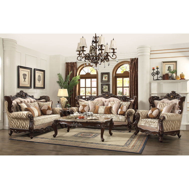 Walnut Brown 92.5'' Tufted Rolled Arm Sofa with Nailhead Accents