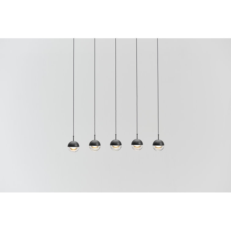 Black Glass LED Linear Suspension Pendant Light
