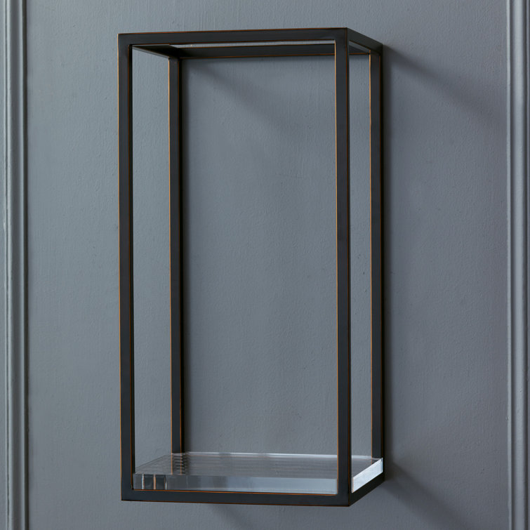 Drake Antiqued Bronze Metal Accent Wall Shelf with Lucite Base