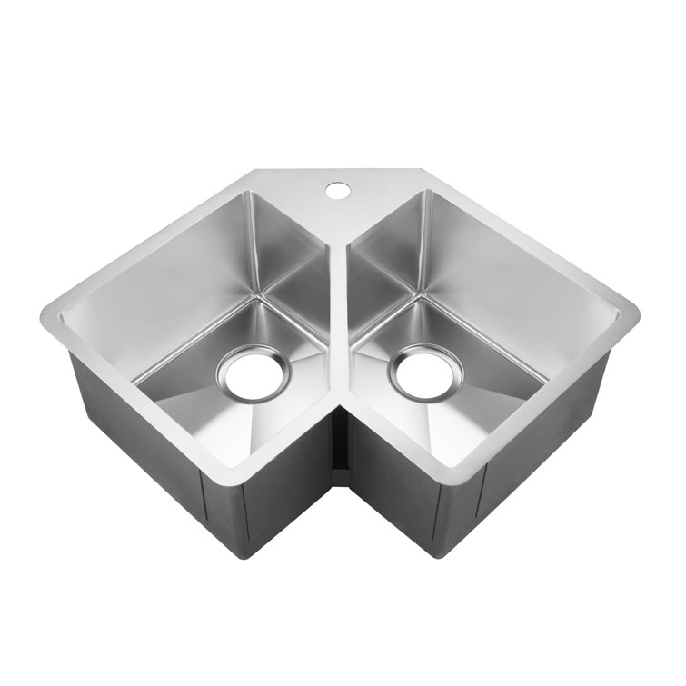 Montague 33'' Stainless Steel Double Bowl Corner Undermount Sink