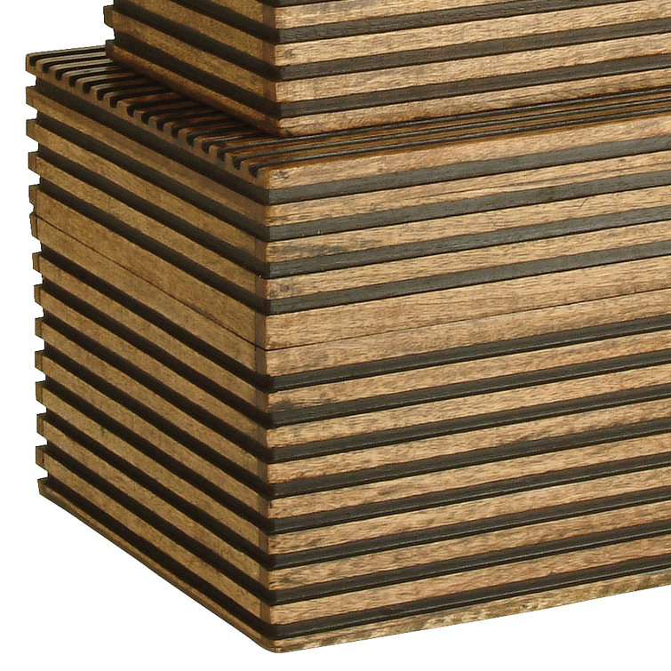 Chestnut Finish Wooden Lidded Storage Box Set