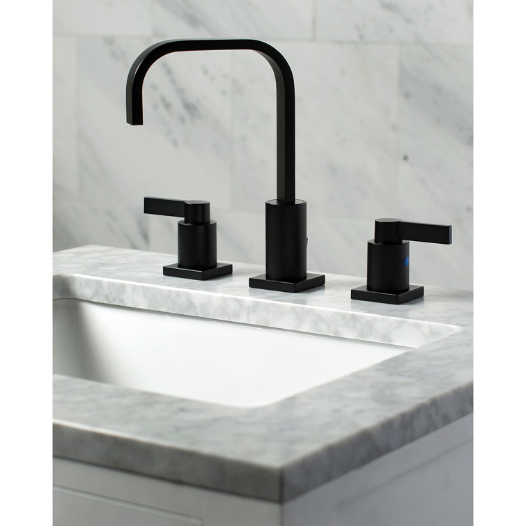 Matte Black Widespread Bathroom Faucet with Lever Handles