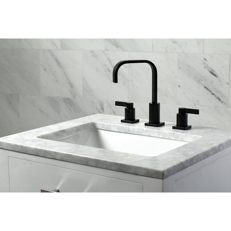 Matte Black Widespread Bathroom Faucet with Lever Handles