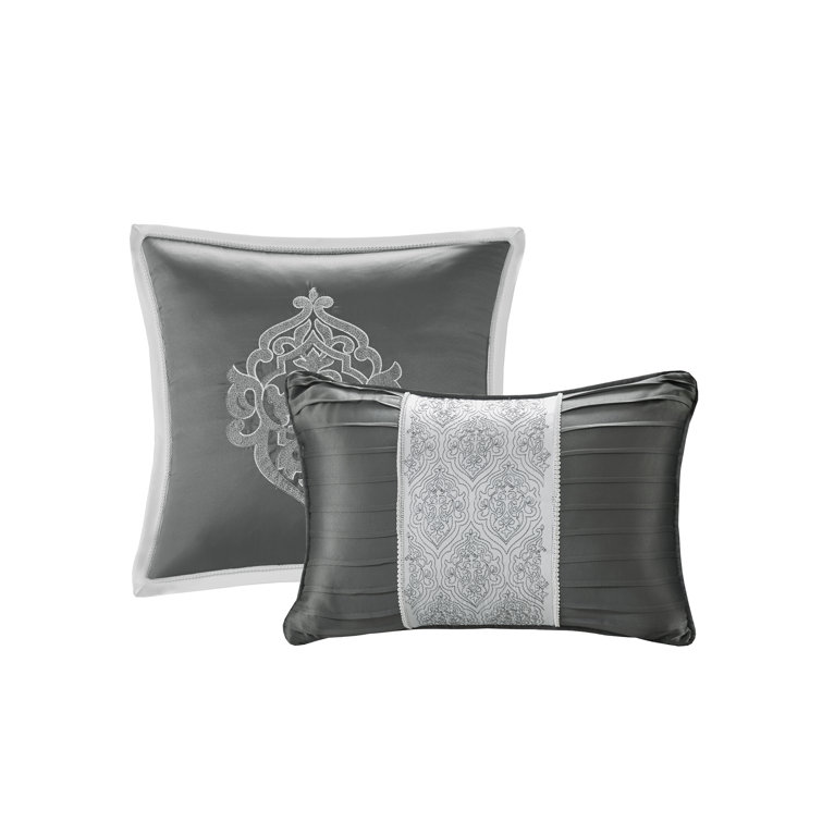 King Silver Microfiber 8-Piece Comforter Set with Graphic Detail