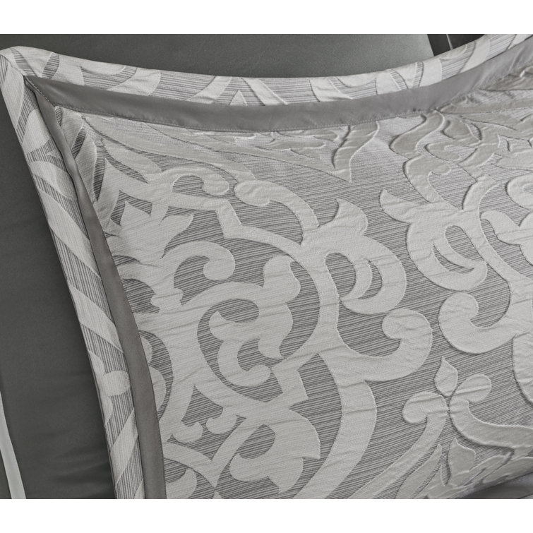 King Silver Microfiber 8-Piece Comforter Set with Graphic Detail