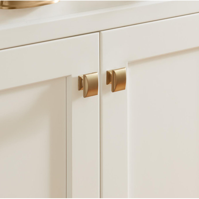 Golden Champagne Modern Rectangular Cabinet Knob with Mounting Hardware