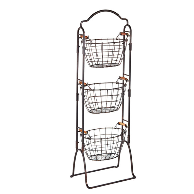Harbor Antique Black 3-Tier Adjustable Metal Storage Basket