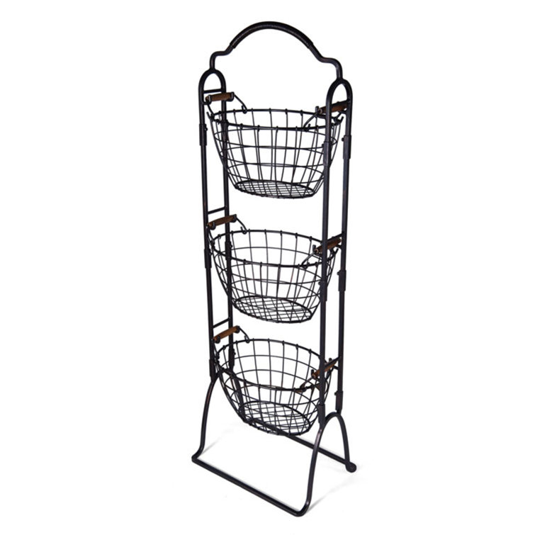 Harbor Antique Black 3-Tier Adjustable Metal Storage Basket
