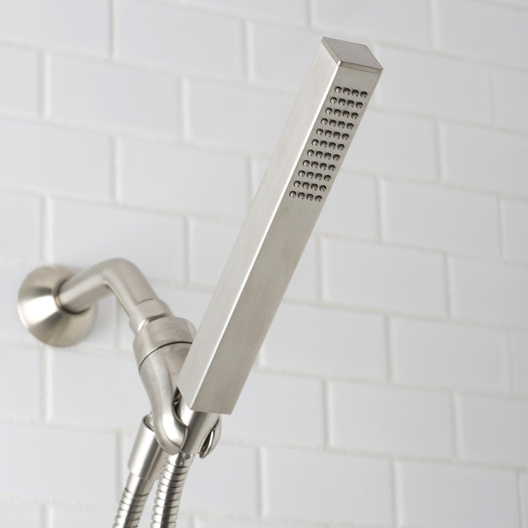Brushed Nickel Square Handheld Shower Wand with Adjustable Height