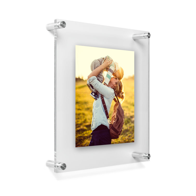 Silver Acrylic Floating Wall Mount Picture Frame