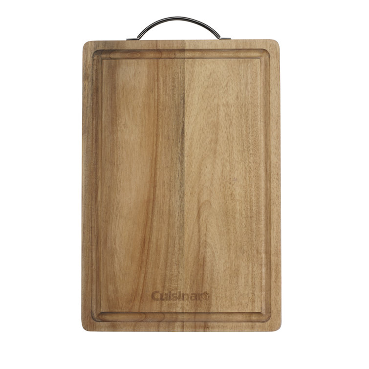 Acacia Wood Rectangular Cutting Board with Red Handle