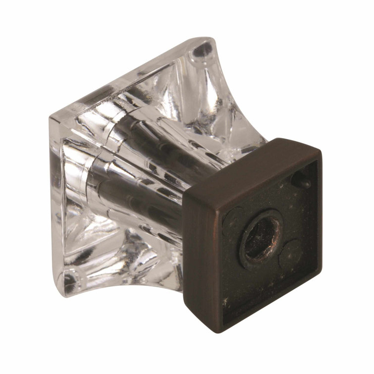 Square Clear Crystal and Oil Rubbed Bronze Cabinet Knob