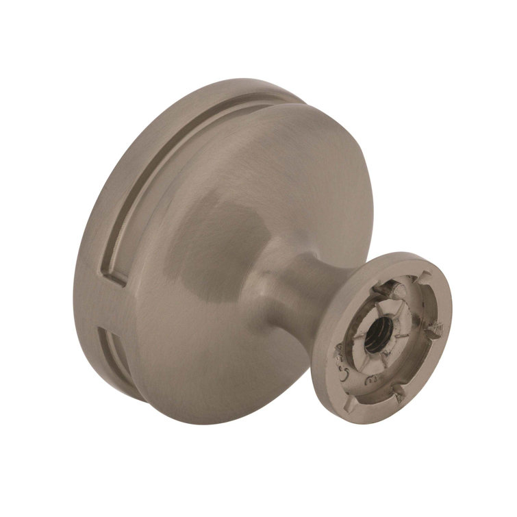 Modern Brushed Nickel Round Cabinet Knob with Mounting Hardware