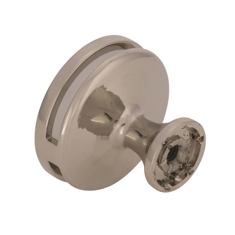 Polished Nickel and Frosted Round Cabinet Knob with Mounting Hardware