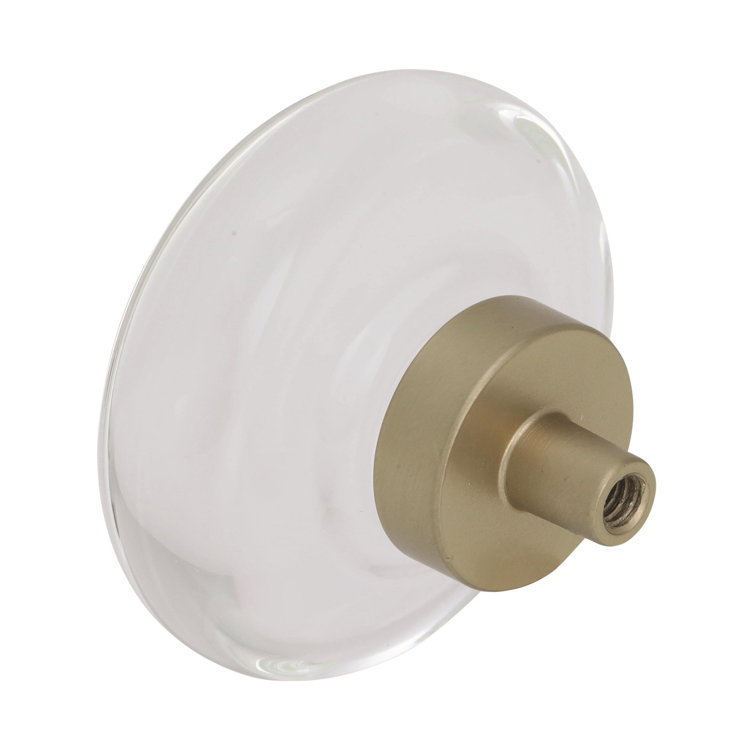 Clear Glass and Golden Champagne Round Cabinet Knob