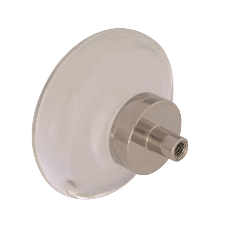 Clear and Polished Nickel Round Cabinet Knob with Mounting Hardware