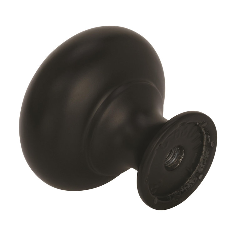 Matte Black Round Cabinet Knob with Mounting Hardware
