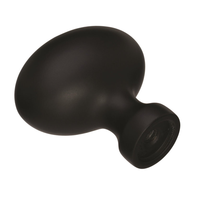Matte Black Round Modern Cabinet Knob with Mounting Hardware