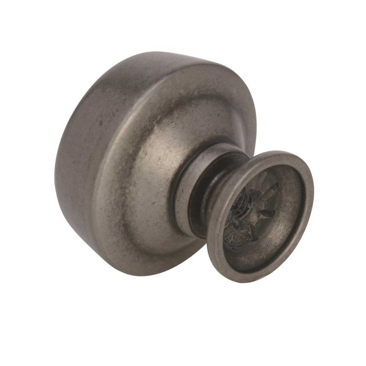 Weathered Nickel Round Cabinet Knob with Mounting Hardware