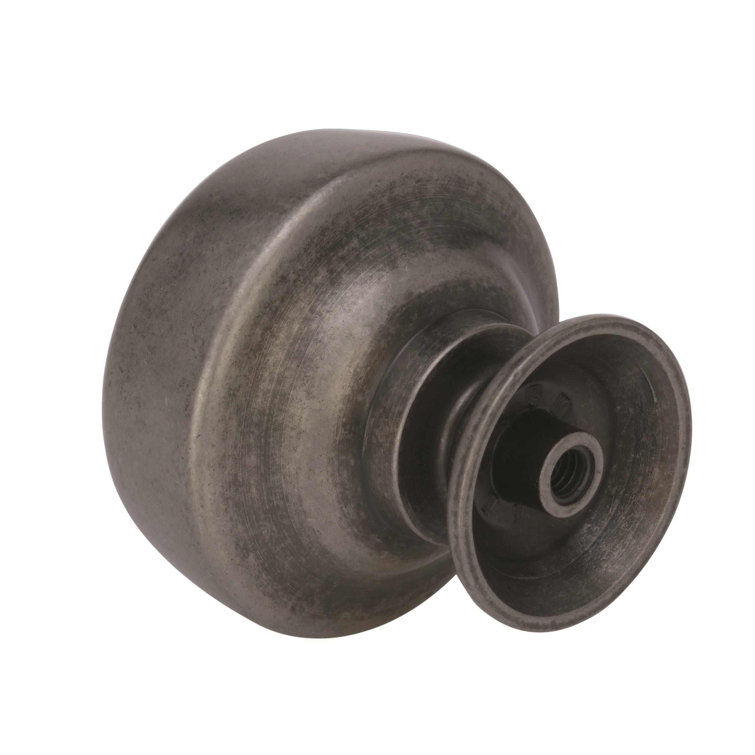 Weathered Nickel Round Cabinet Knob with Mounting Hardware