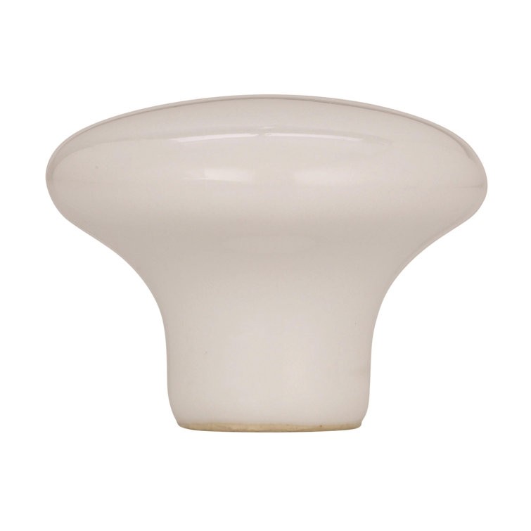White Ceramic 1.5" Mushroom Cabinet Knob