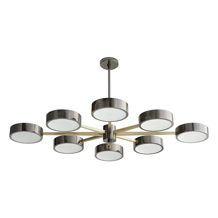 Linus 8-Light Starburst Chandelier in Pale Brass with Frosted Glass