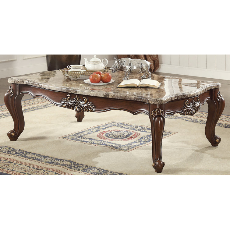 Shalisa Rectangular Walnut Coffee Table with Marble Top
