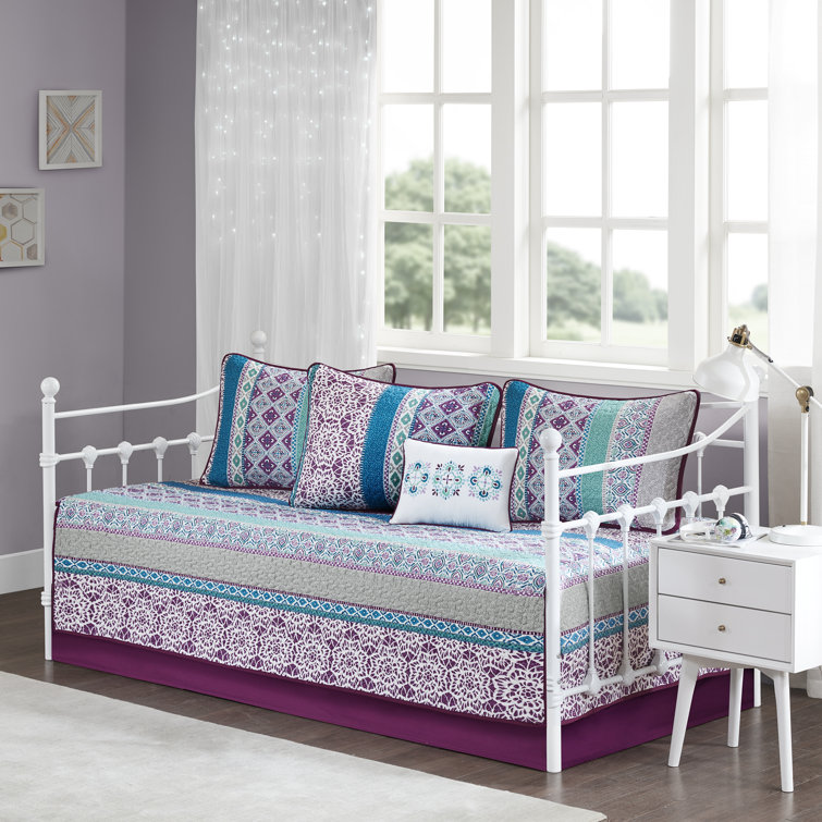 Boho Chic Embroidered Polyfill Daybed Coverlet Set