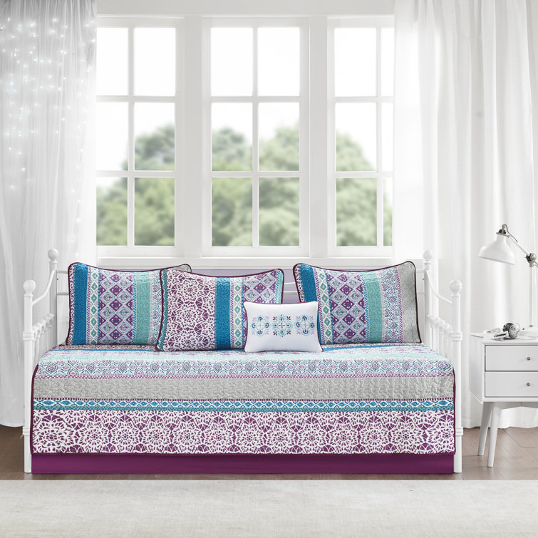 Boho Chic Embroidered Polyfill Daybed Coverlet Set