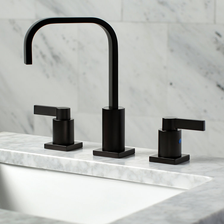 Matte Black Widespread Bathroom Faucet with Lever Handles