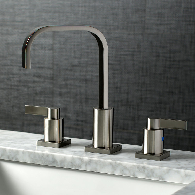Brushed Nickel Modern Widespread Bathroom Faucet with Pop-Up Drain