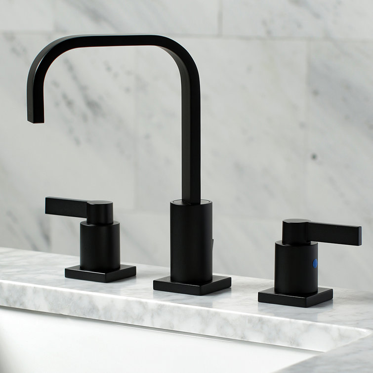 Matte Black Widespread Bathroom Faucet with Lever Handles