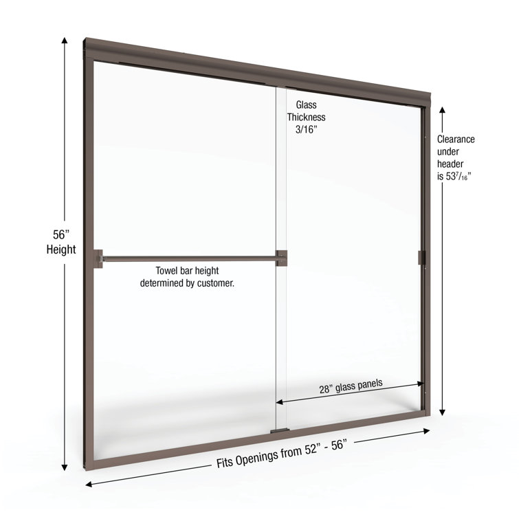 Classic Oil Rubbed Bronze Semi-Frameless Sliding Tub Door with Clear Glass