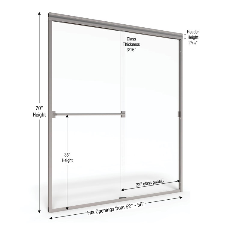 Classic 56" x 70" Chrome Frameless Sliding Shower Door