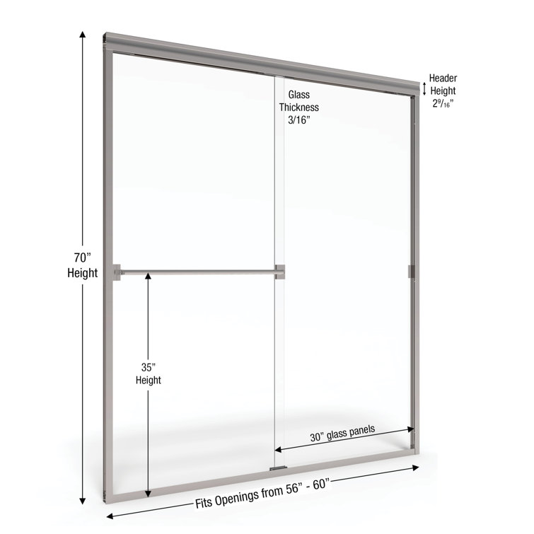 Classic 60" Chrome Semi-Frameless Sliding Shower Door