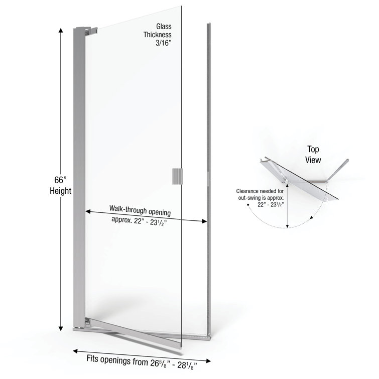 Armon 28" x 66" Oil-Rubbed Bronze Pivot Shower Door