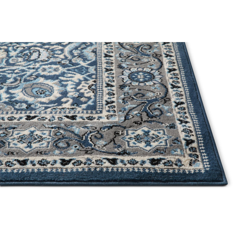 Reversible Traditional Persian Blue Rectangular Accent Rug